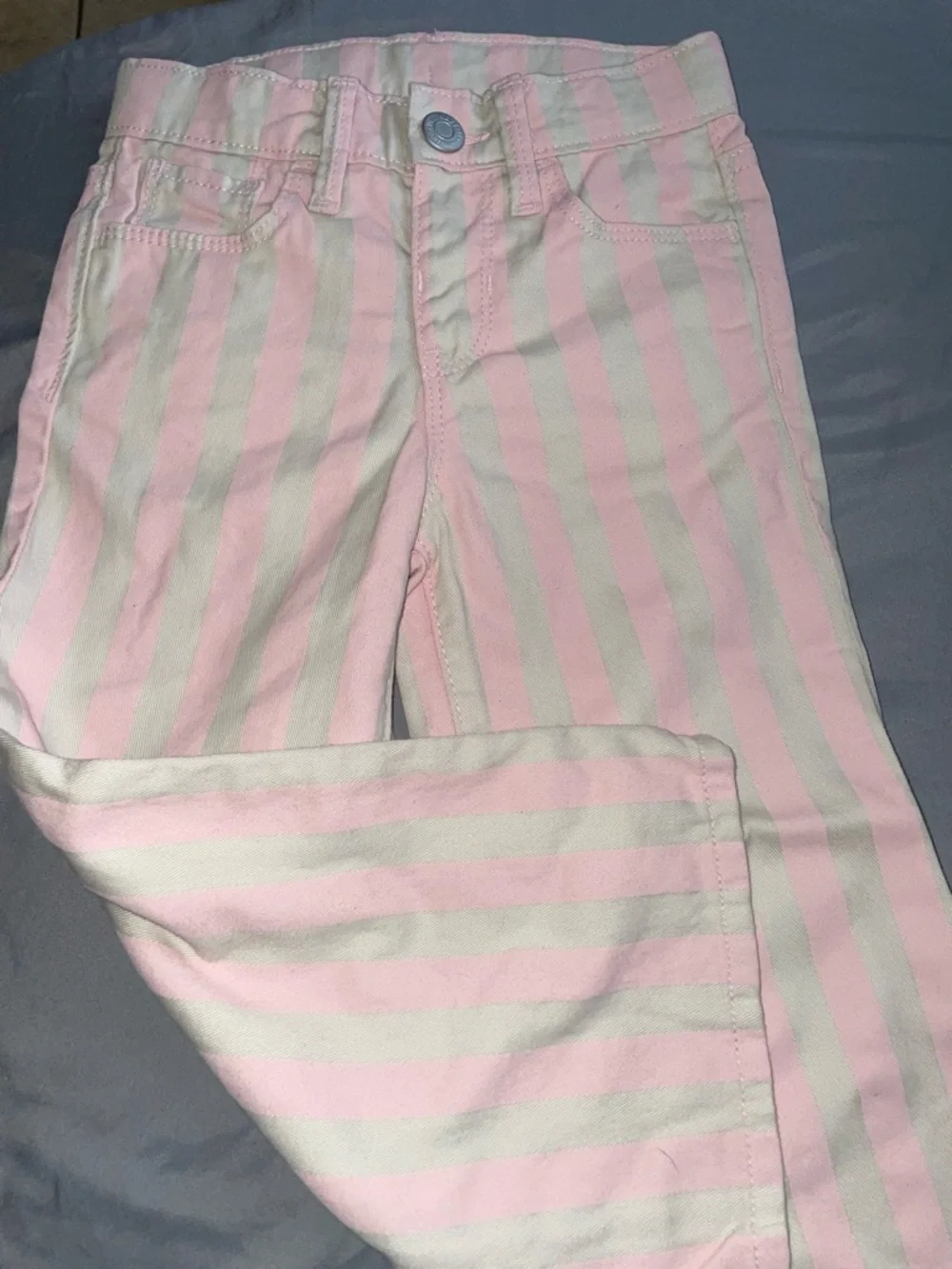 Old Navy Pink and White Striped Girls Jeans